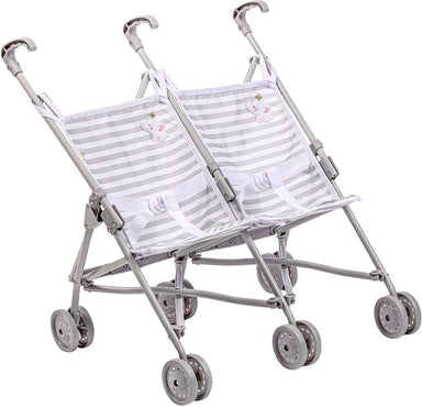 Berenguer Boutique Grey Twin Doll Stroller