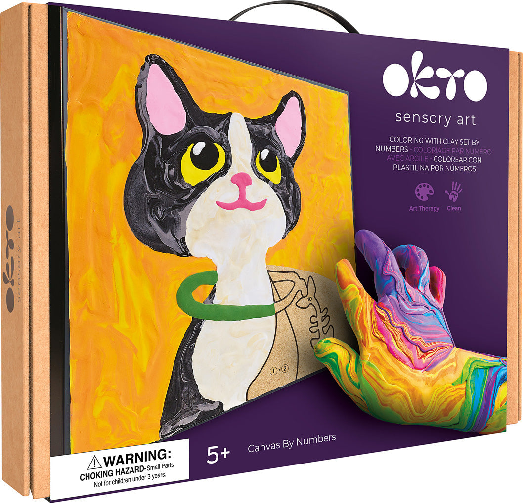 Cat OKTO Sensory Art Coloring with Clay Set by Numbers