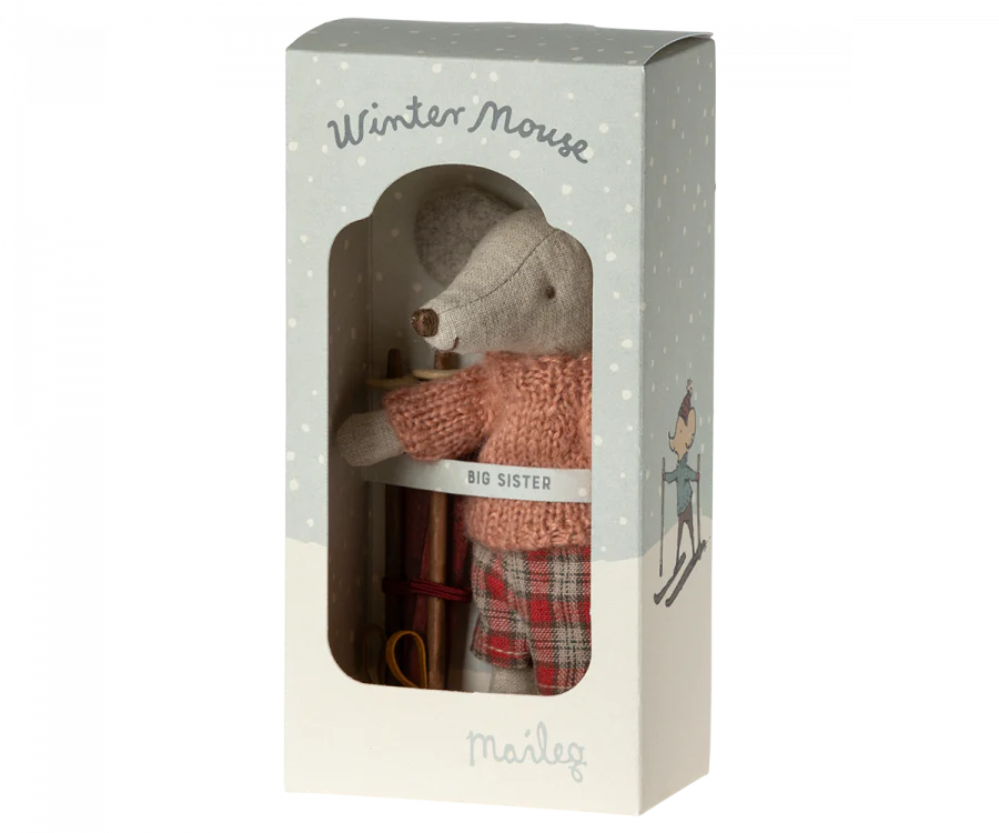 Maileg Big Sister Winter Mouse with Ski Set