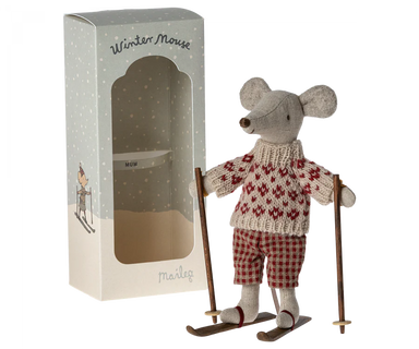 Maileg Mum Winter Mouse with Ski Set