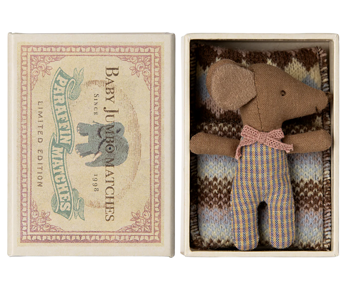 Maileg Rose Sleepy Wakey Baby Mouse in Matchbox