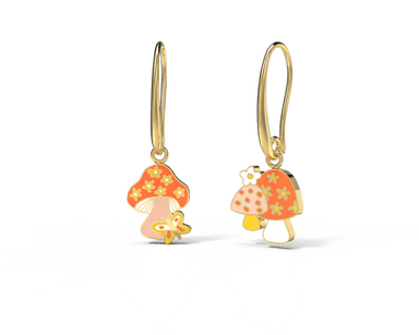 Mushroom Butterfly Hanging Earrings