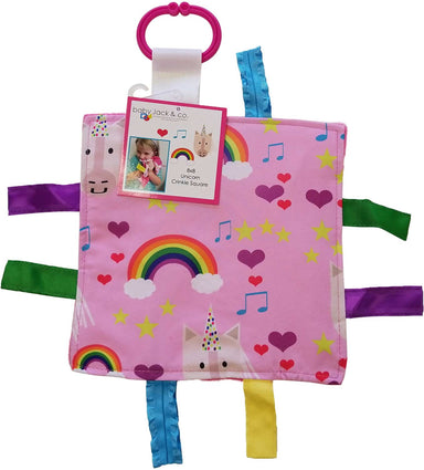 Unicorn Hearts Tag & Crinkle Square Blankie