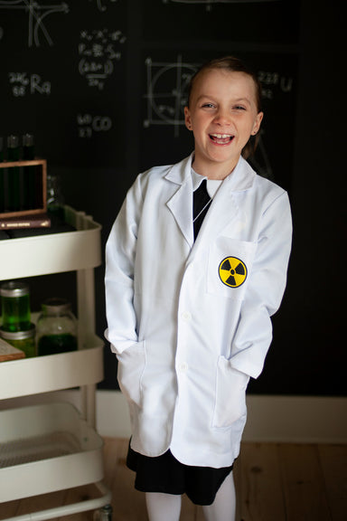 Marie The Scientist Set, Dress, Lab Coat & Necklace (Size 5-6)