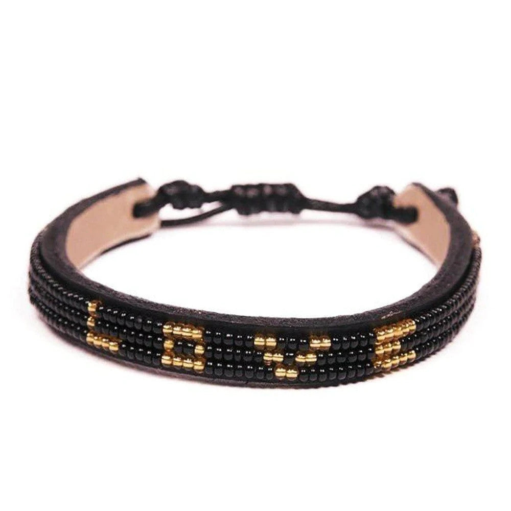 Skinny LOVE Bracelet in Black & Gold