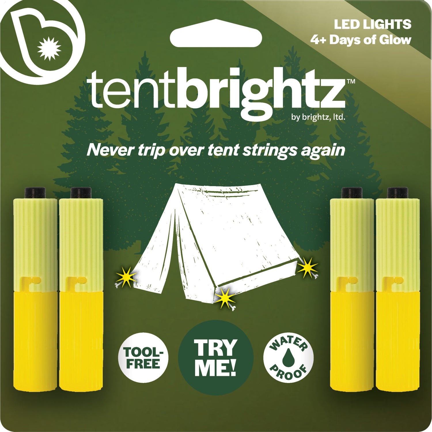 Tentbrightz LED Guyline Lights, 4pk