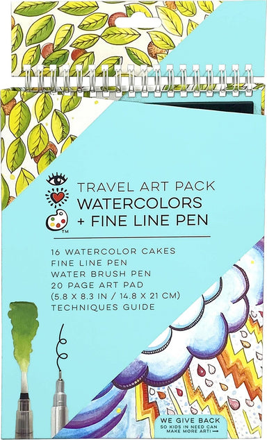 Iheartart Travel Art Pack Watercolors  Pen  Paper Drawing Set