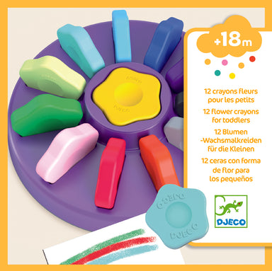12 Flower Crayons for Toddlers