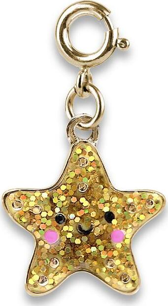 Gold Glitter Starfish Charm