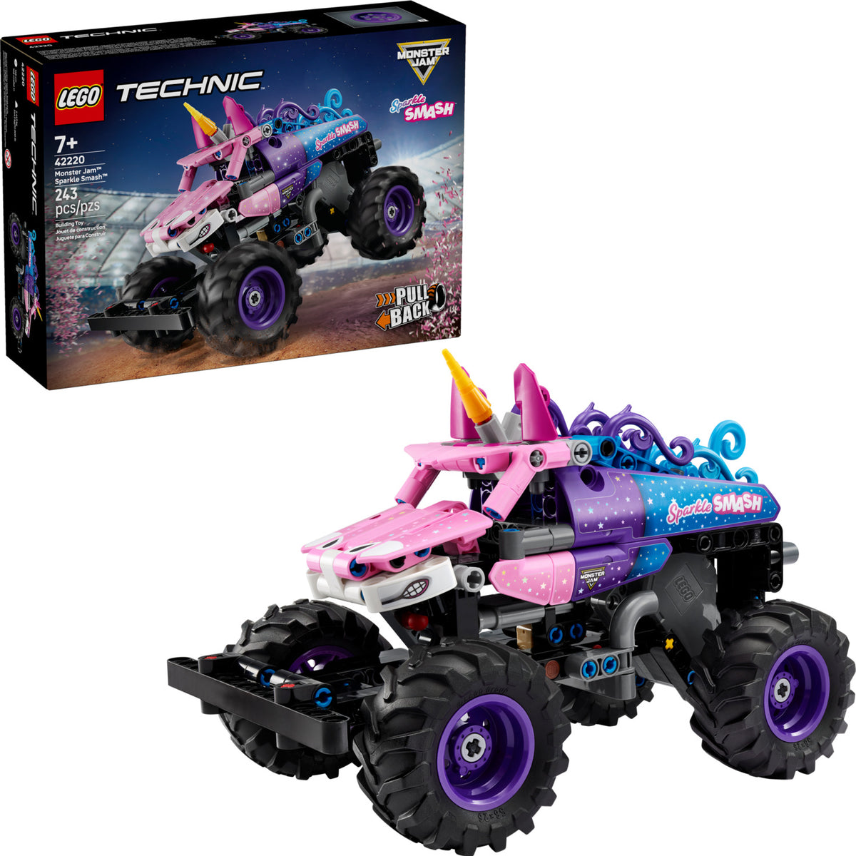 42220 Monster Jam™ Sparkle Smash™ Pull-Back — Piccolo Mondo Toys