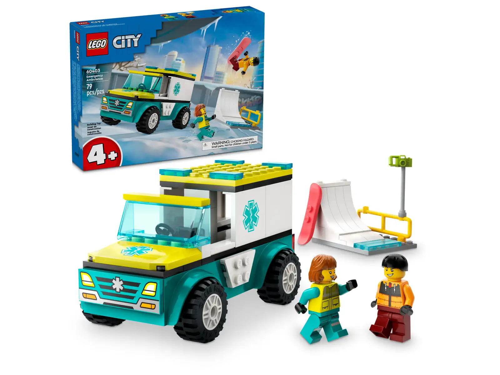 60403 Emergency Ambulance and Snowboarder — Piccolo Mondo Toys
