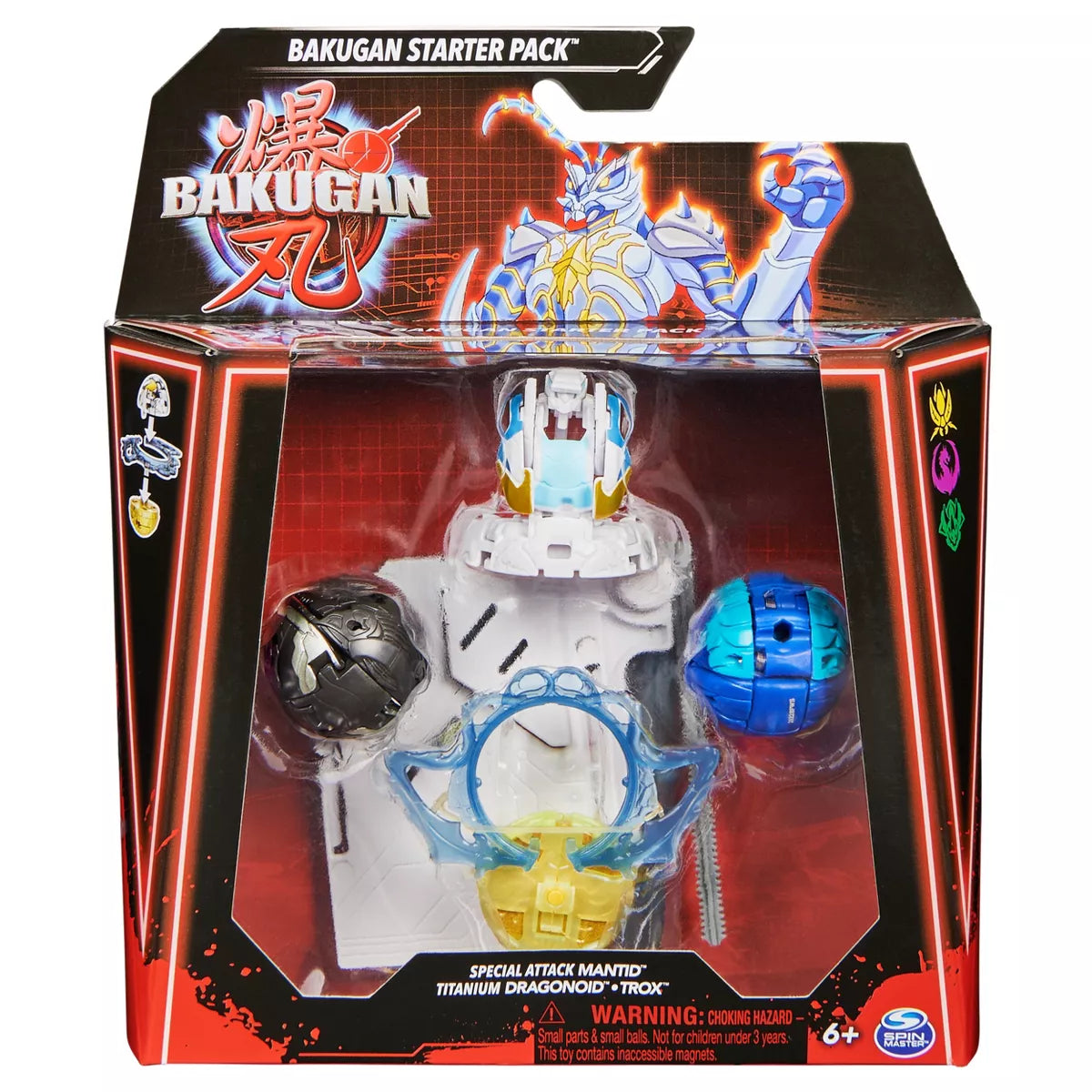 Bakugan Starter 3- Pack Special Attack Mantid, Titanium Dragonoid, Trox