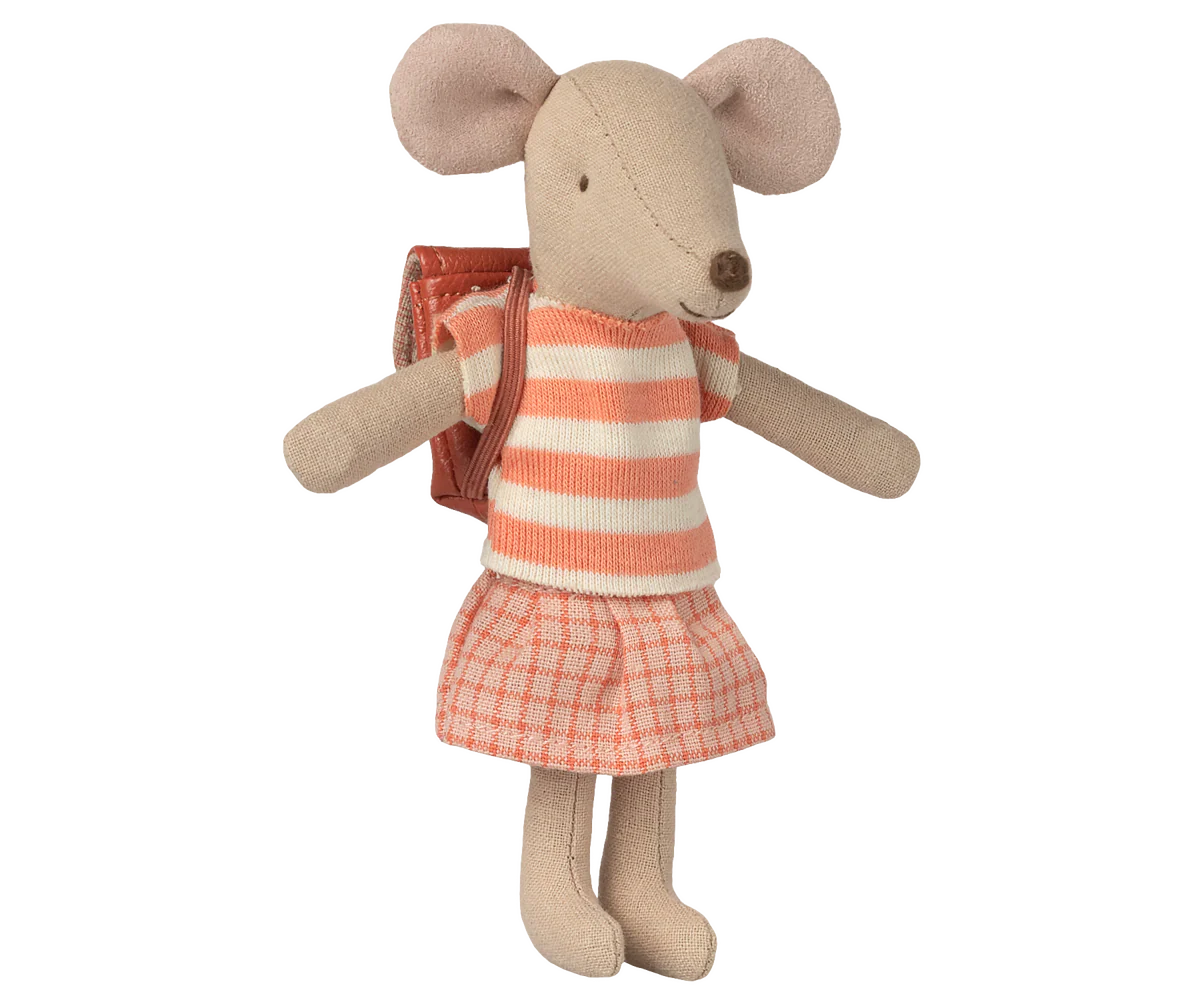 Big Sister Tricycle Mouse with Coral Backpack