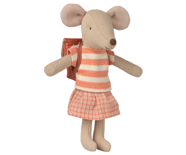 Big Sister Tricycle Mouse with Coral Backpack
