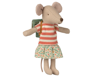 Big Sister Tricycle Mouse with Green Backpack
