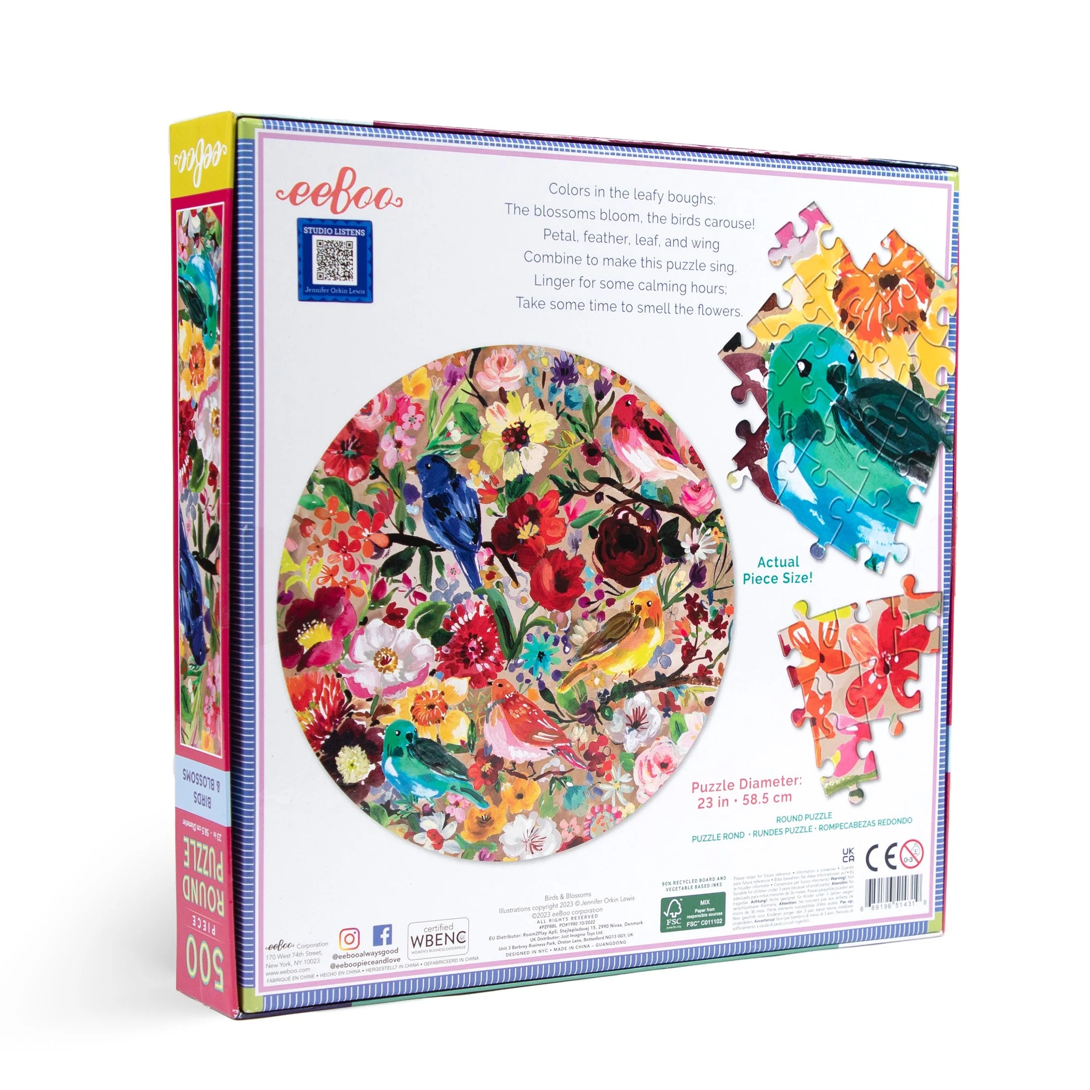 Birds & Blossoms 500 Piece Round Puzzle
