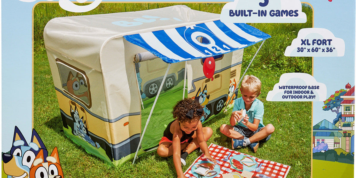 bluey zelten Bluey Camping Activity Fort — Piccolo Mondo Toys