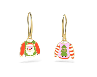 Christmas Santa and Tree Hanging Earrings