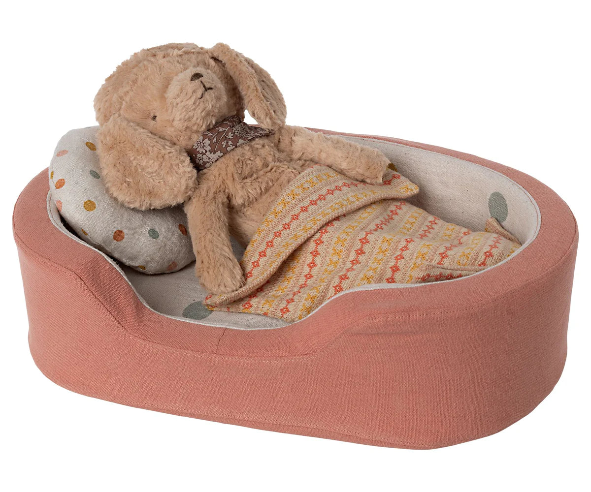 Maileg Dog Basket Bed in Coral