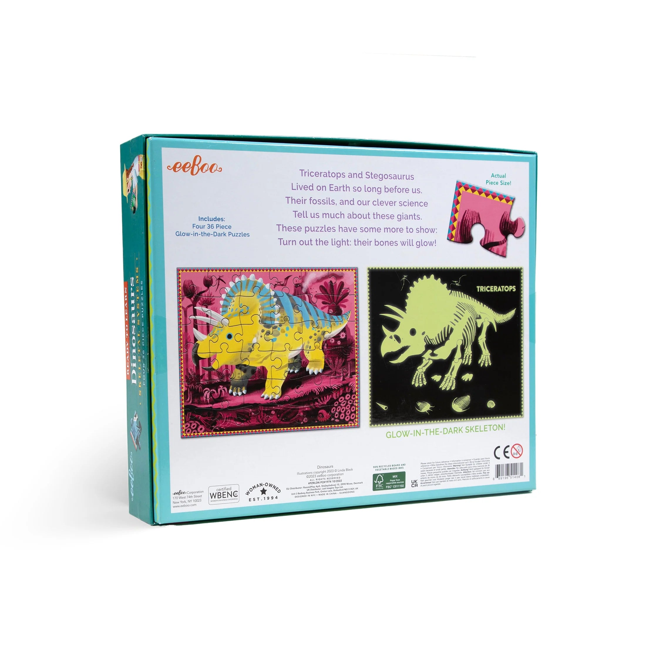 Dinosaurs Skeletal Systems Four 36 Piece Puzzles