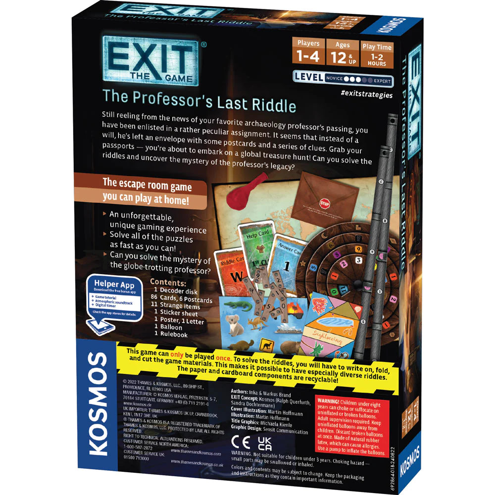 Last Exile Riddle EXIT: The Professor's Last Riddle Game — Piccolo Mondo Toys