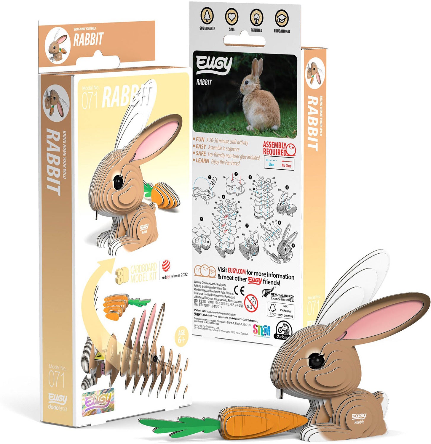 Eugy Rabbit 3D Cardboard Model Kit