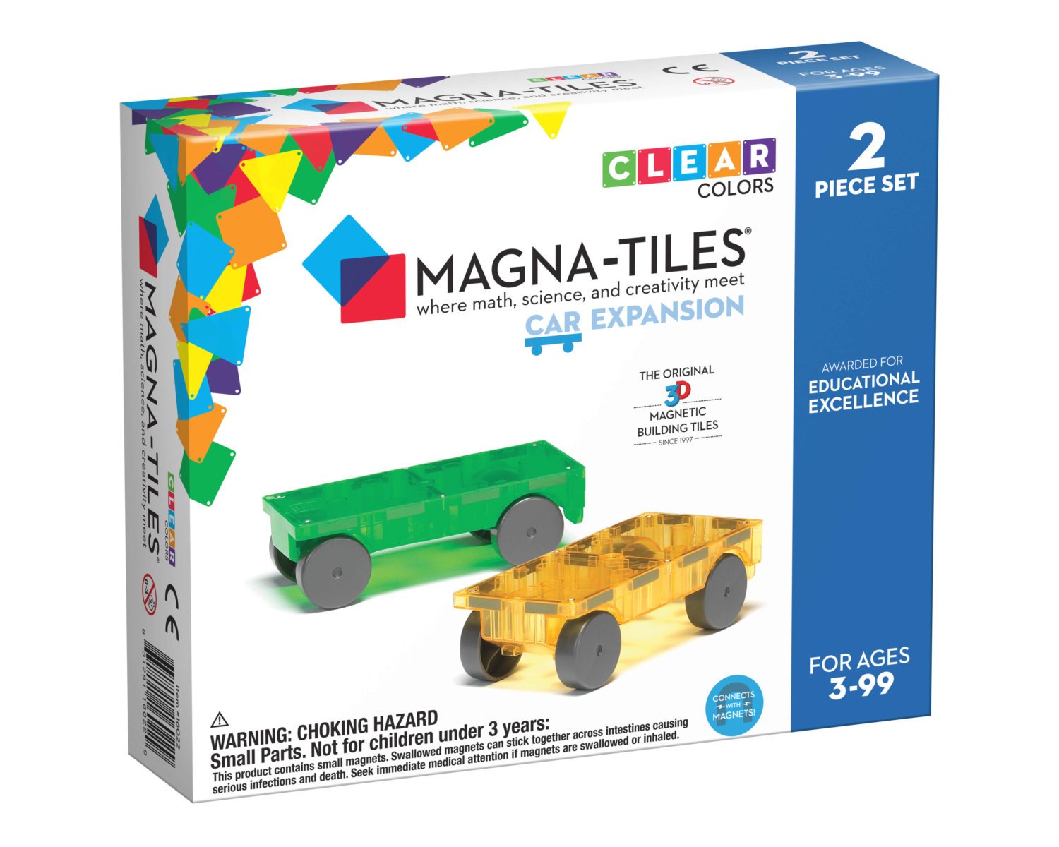 Magna-Tiles Cars Green & Yellow 2 Piece Expansion