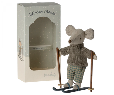 Maileg Big Brother Winter Mouse with Ski Set