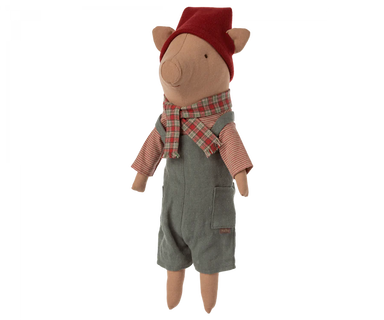 Maileg Christmas Pig in Overalls