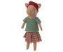 Maileg Christmas Pig in Plaid Skirt