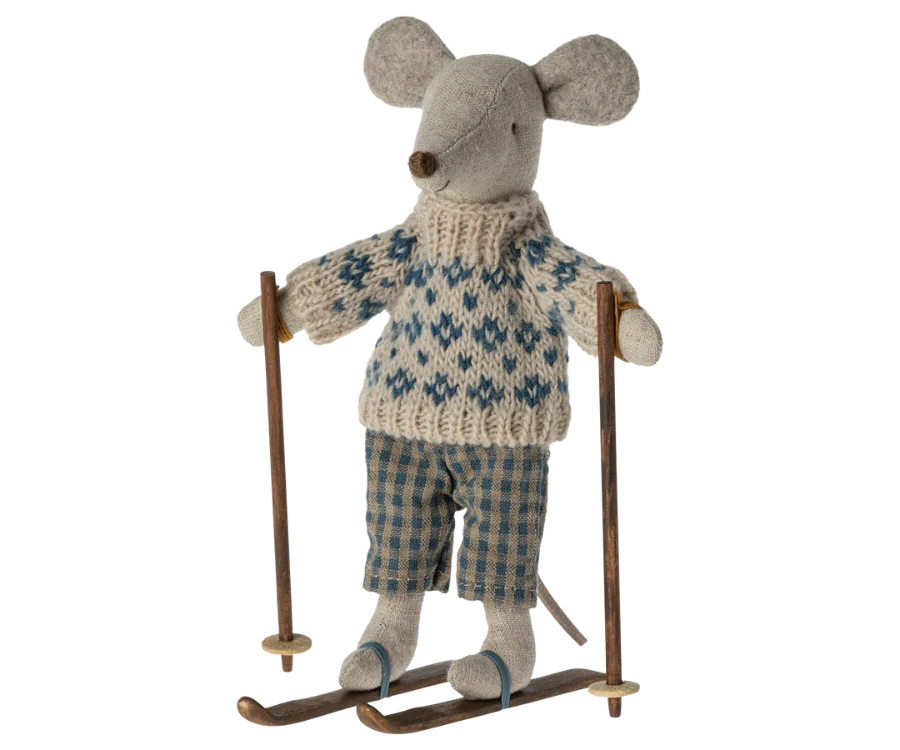 Maileg Dad Winter Mouse with Ski Set