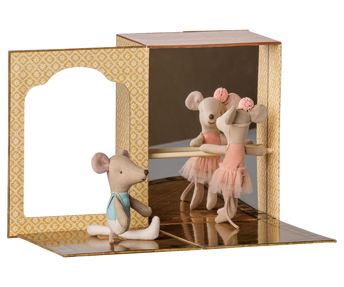 Maileg Dance Studio with Little Sister & Brother Ballet Mice
