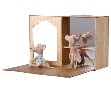Maileg Little Sister & Brother Ballet Mice in Dance Studio