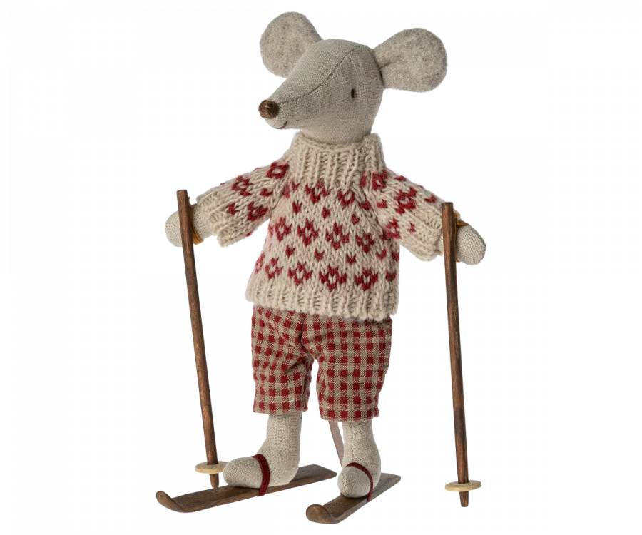 Maileg Mum Winter Mouse with Ski Set