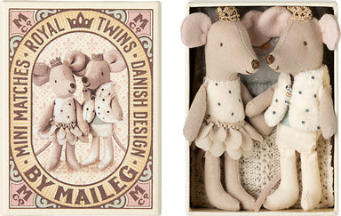 Maileg Royal Twin Mice Little Sister & Brother in Matchbox