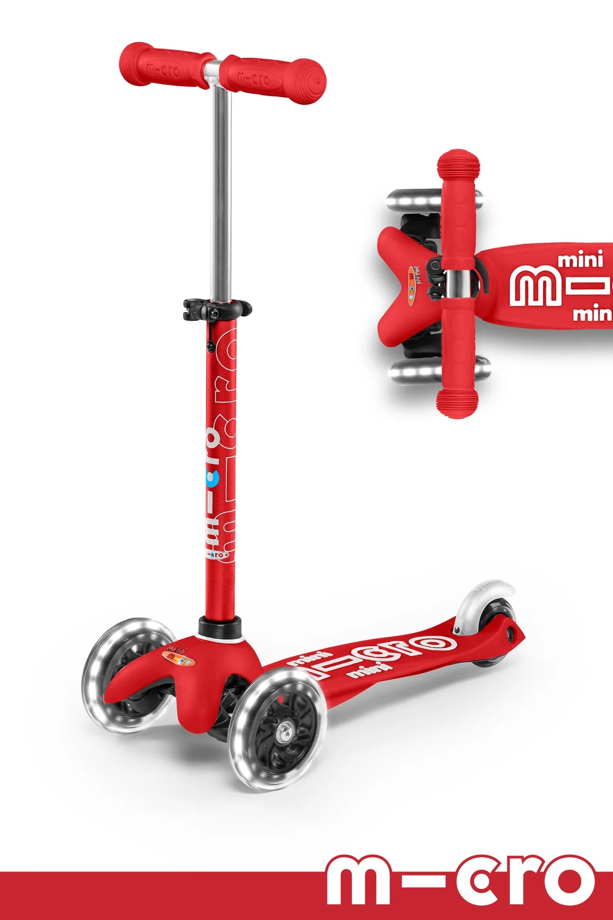 Micro Mini Deluxe LED Red Scooter