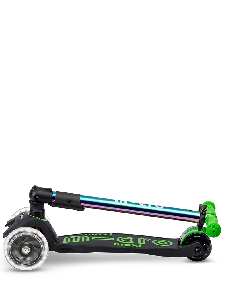 Neochrome Green LED Maxi Deluxe Foldable Micro Kickboard Scooter