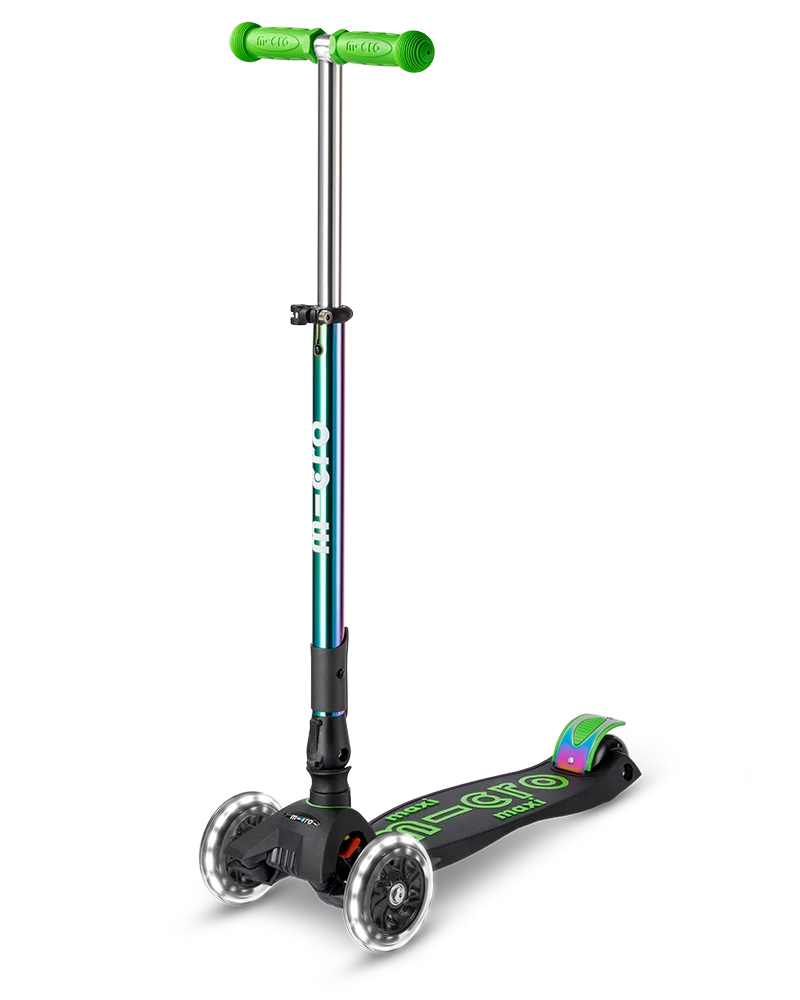Neochrome Green LED Maxi Deluxe Foldable Micro Kickboard Scooter