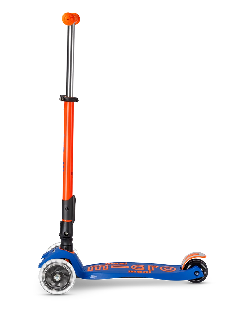 Neon Blaze Orange & Navy LED Maxi Deluxe Foldable Micro Kickboard Scooter