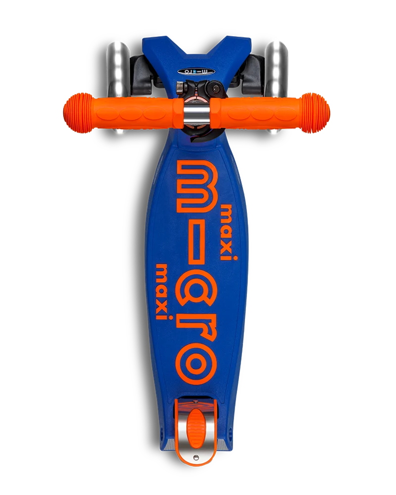 Neon Blaze Orange & Navy LED Maxi Deluxe Foldable Micro Kickboard Scooter