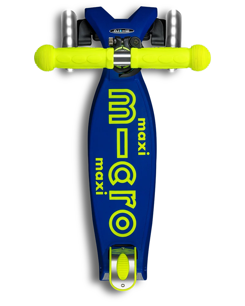 Neon Canary Yellow & Blue LED Maxi Deluxe Foldable Micro Kickboard Scooter