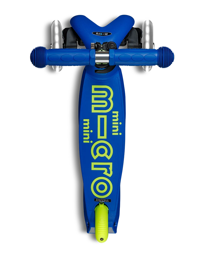 Neon Canary Yellow & Blue LED Mini Deluxe Foldable Micro Kickboard Scooter