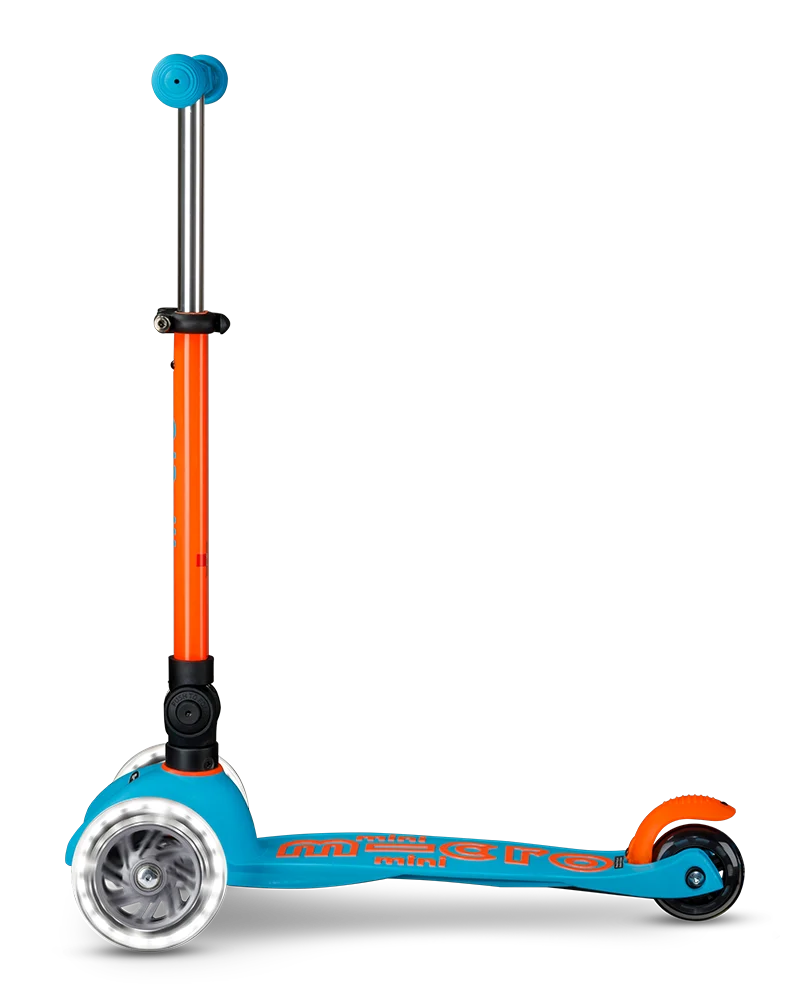 Neon Sunset Orange & Aqua LED Mini Deluxe Foldable Micro Kickboard Scooter