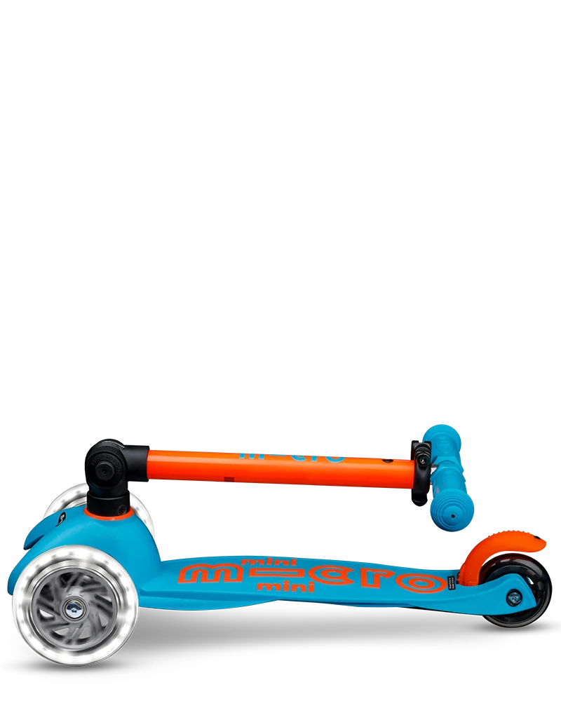 Neon Sunset Orange & Aqua LED Mini Deluxe Foldable Micro Kickboard Scooter