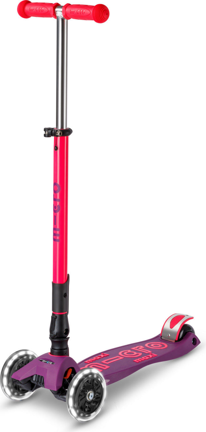 Neon Ultra Pink LED Maxi Deluxe Foldable Micro Kickboard Scooter