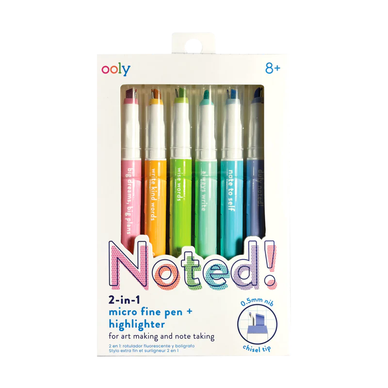 Noted! 2-in-1 Micro Fine Tip Pens & Highlighters - Set of 6