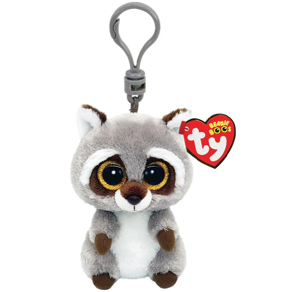 Oakie Gray Raccoon Beanie Boos Clip