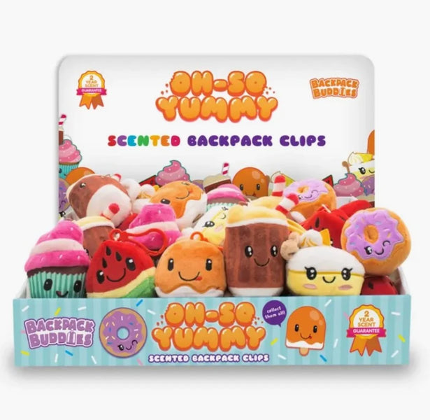 iscream mini squishem narwhal plushie bubble gum scented backpack clip Oh So Yummy Backpack Buddies Clips — Piccolo Mondo Toys