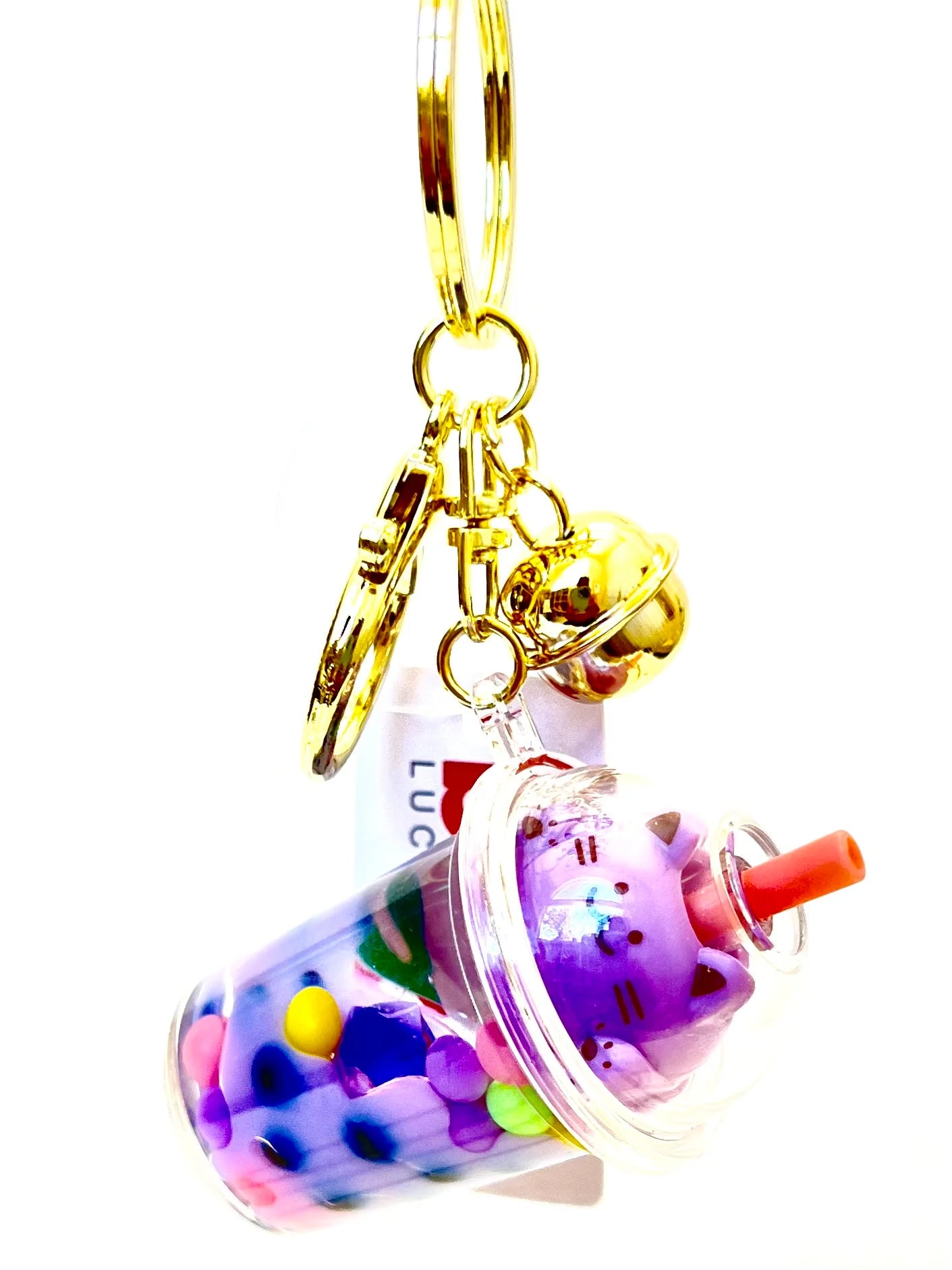 Pastel Boba Kitty Floaty Key Ring