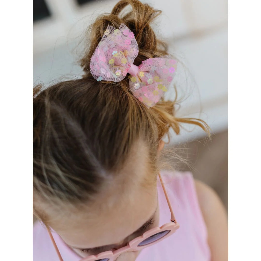 Pink Confetti Flower Bow Clip